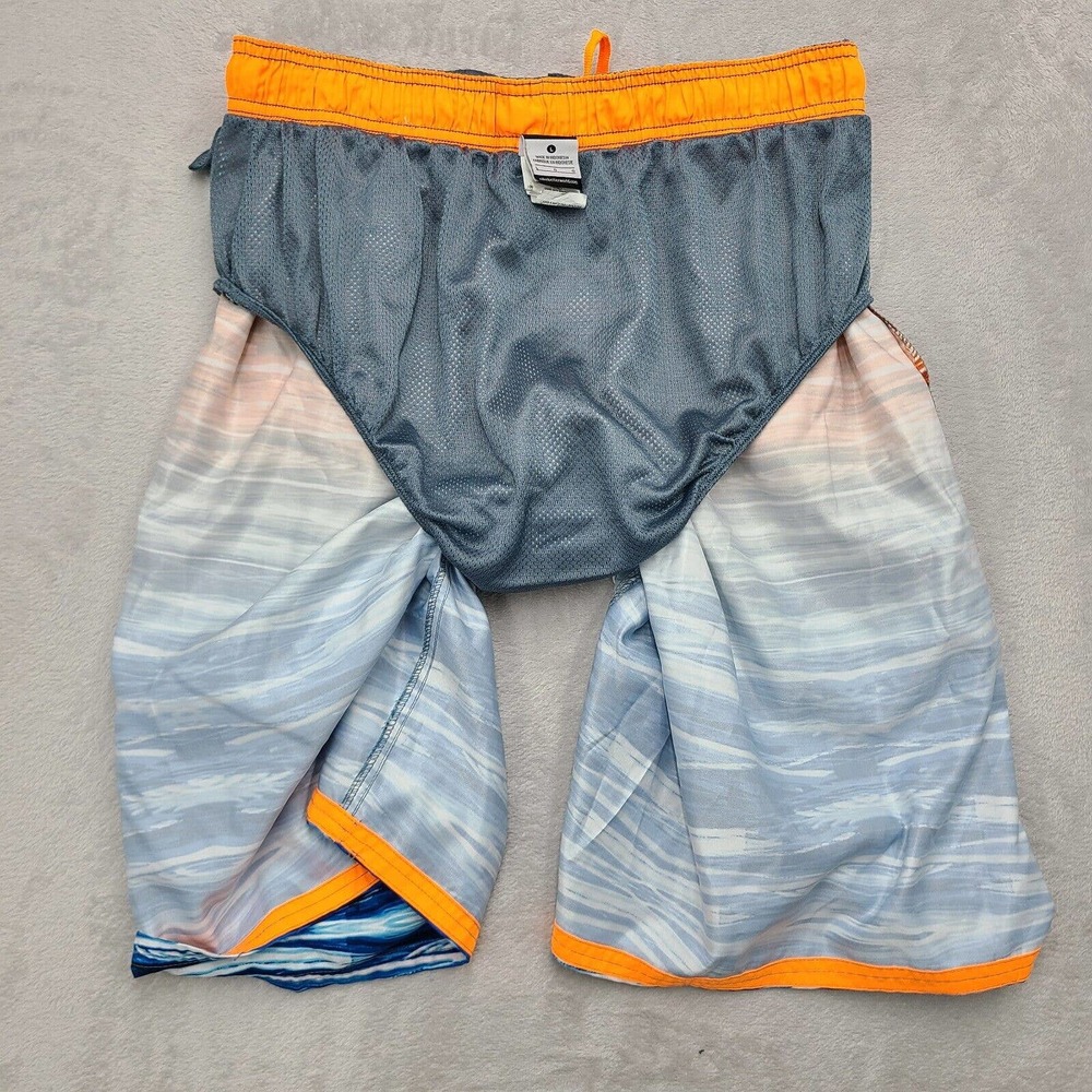 Nike Shorts Mens Large Blue White Orange Swim 11" Inseam Lined Drawstring - Picture 12 of 12